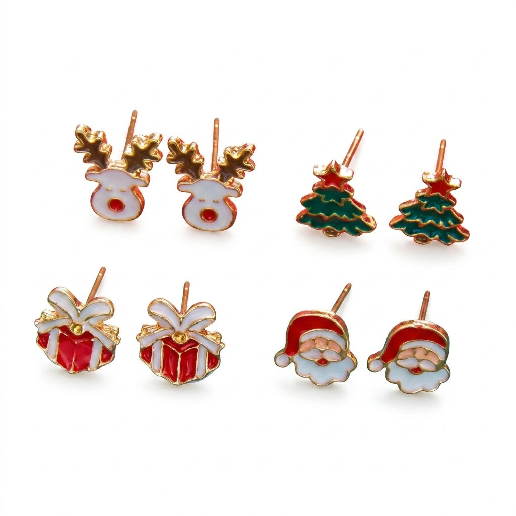 Cute Cartoon Mini Christmas Tree Stud Earrings 6W6JER684
