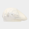 Vintage Rhinestone Floral Embroidery Knit Beret Hat 6W6HAT523