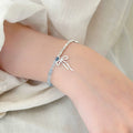 Fresh Blue Crystal Bowknot Beaded Necklace 6W6JNC434
