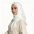 Elegant Solid Color Lace Trim Square Silk Scarf 6W6NSC223