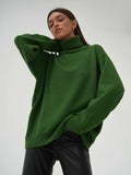 High Collar Loose Sweater - DippedShop Wholesale - #9779