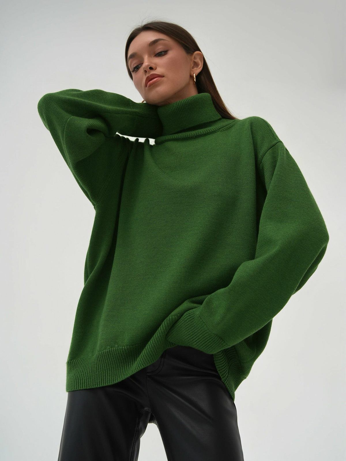 High Collar Loose Sweater - DippedShop Wholesale - #9779