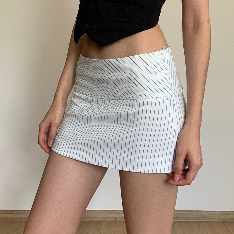 Striped Hip Wrap Slim Mini Skirt DP25F430