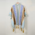 Boho Tassel Wavy Texture Knit Shawl Wrap 6W6NSC48