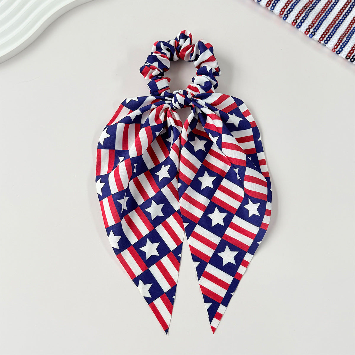 Fashion Star Striped Print Bowknot Hair Tie 8BK6HSR19T