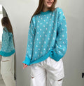Print Contrast Loose Sweater - DippedShop Wholesale - #3235
