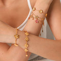 Fashion Gold Plated Rhinestone Flower Chain Bracelet 6W6JBR355