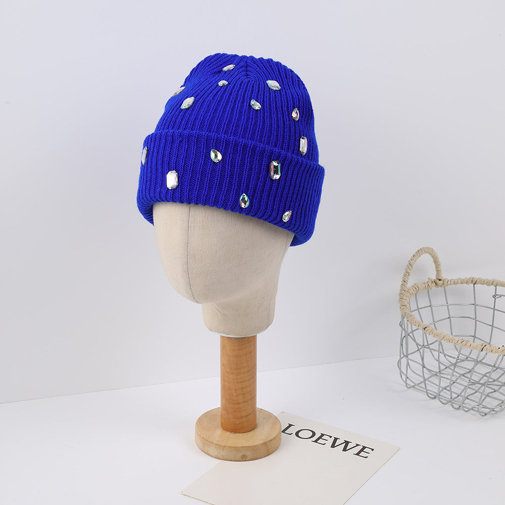 Rhinestone Cuffed Knit Beanie - DippedShop Wholesale - #6979
