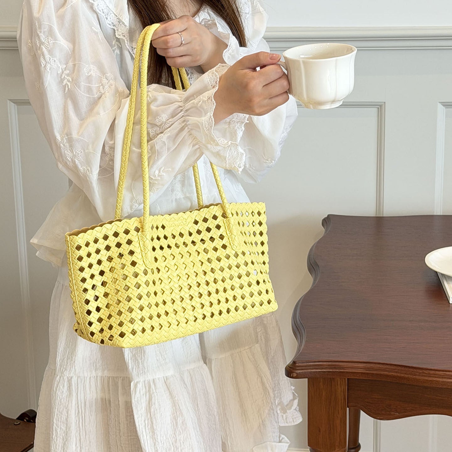 Woven Hollow Out Tote Bag - DippedShop Wholesale - #9795