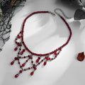 Dark Gothic Blood Red Crystal Beaded Fringe Choker 6W6JNC880