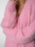 V-Neck Loose Mohair Cardigan - DippedShop Wholesale - #5683