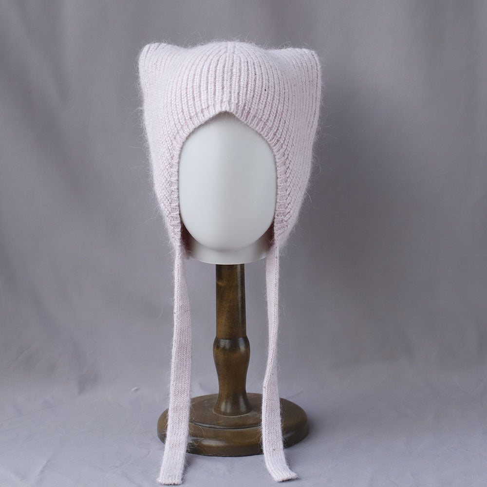 Cute Cat Ear Angora Knit Bonnet 6W6HAT690