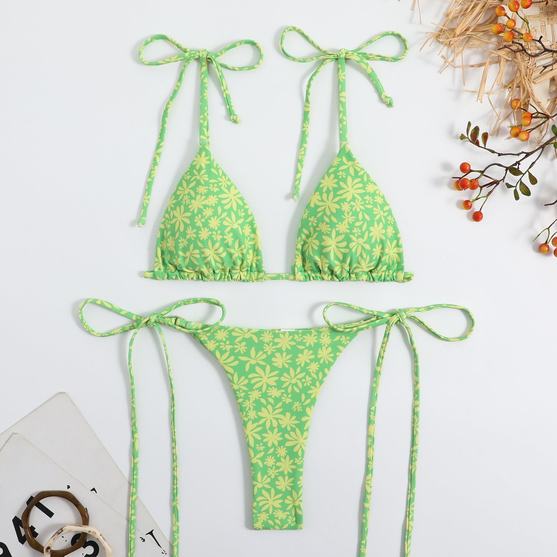 Leopard Print String Swimsuit - DippedShop Wholesale - #0995