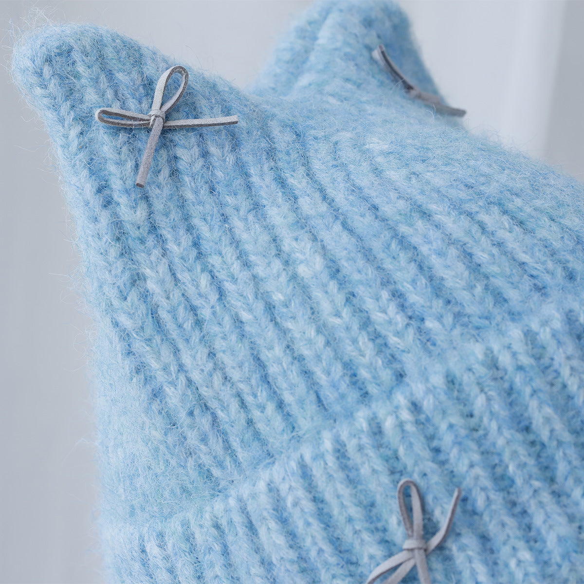 Cute Cat Ear Bowknot Knit Beanie 6W6HAT704