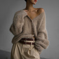 V-Neck Loose Mohair Cardigan - DippedShop Wholesale - #7443