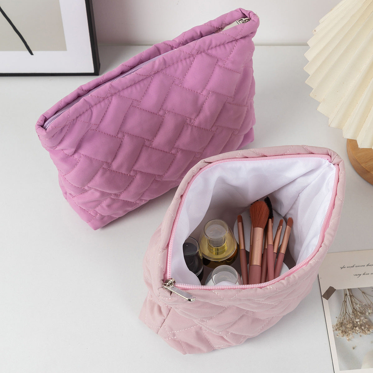 Quilted Shell Cosmetic Bag - DippedShop Wholesale - #6883