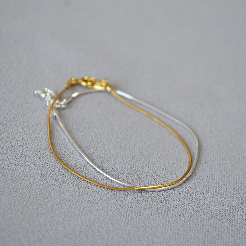 Minimalist Gold Plated Snake Chain Bracelet 6W6JBR472