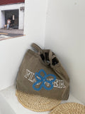 Vintage Floral Embroidery Washed Denim Handbag 6W10BBG1314