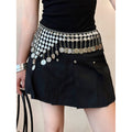 Chunky Round Disc Tassel Beaded Waist Chain 6W6JBT146