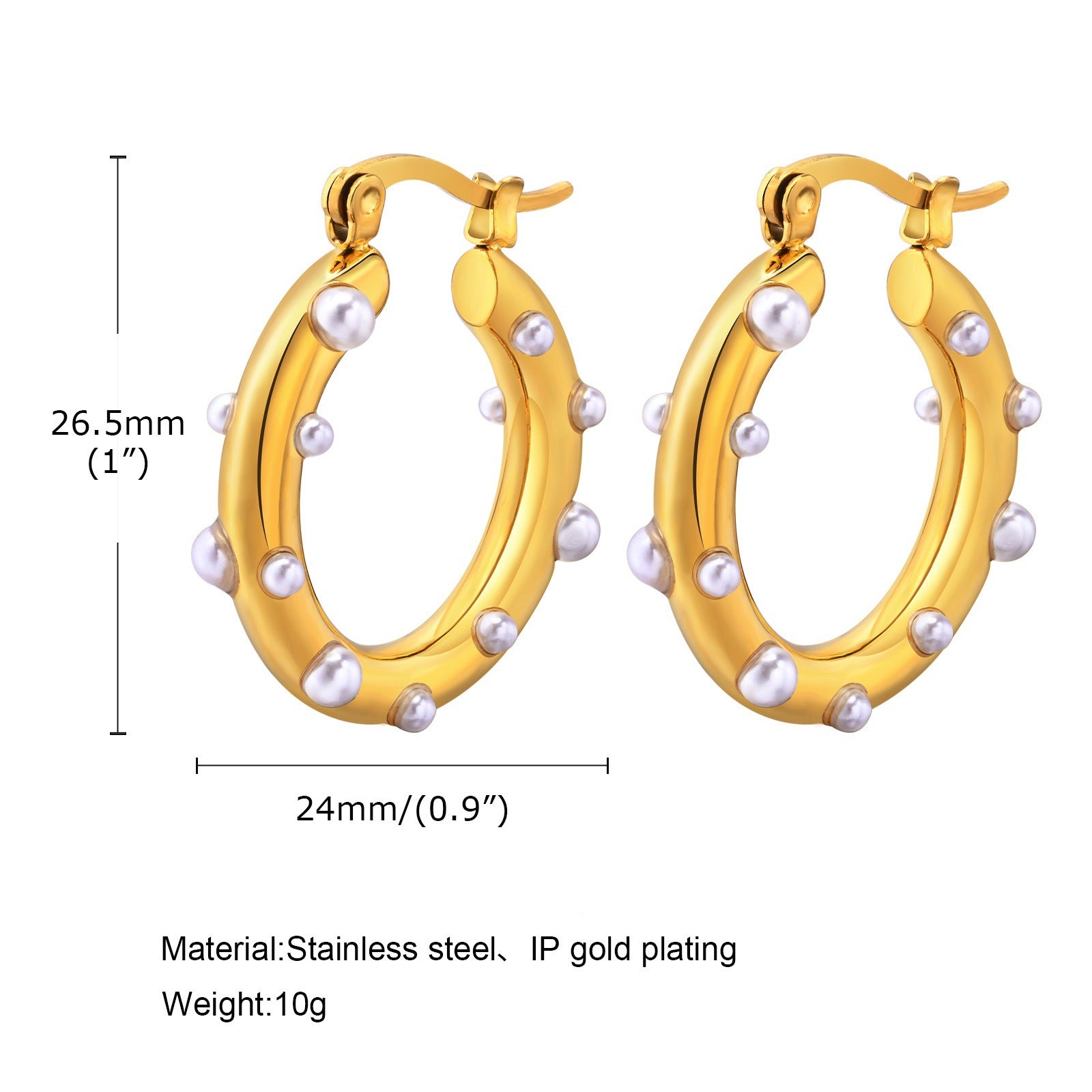 Rhinestone Pearl Hoop Earrings - DippedShop Wholesale - #2595