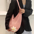 French Floral Large Capacity Knit Shoulder Bag 6W10BBG1762