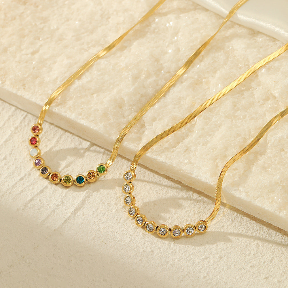 Minimalist Colorful Sparkling Rhinestones Choker Necklace 6W6JNC633