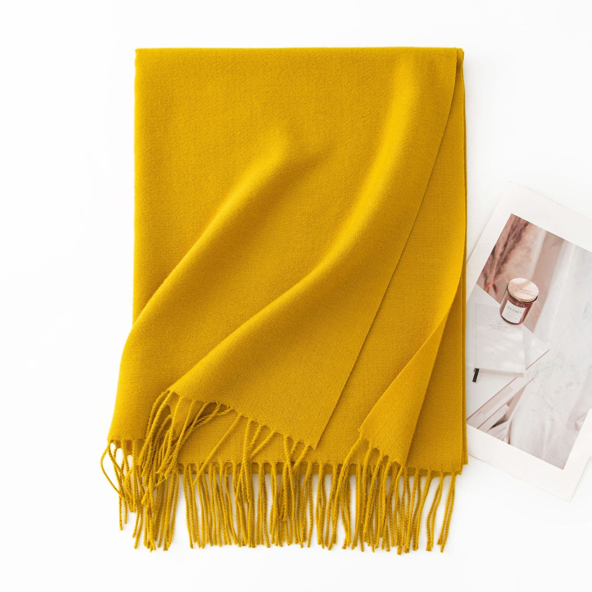Minimalist Solid Color Tassel Scarf 6W6NSW306