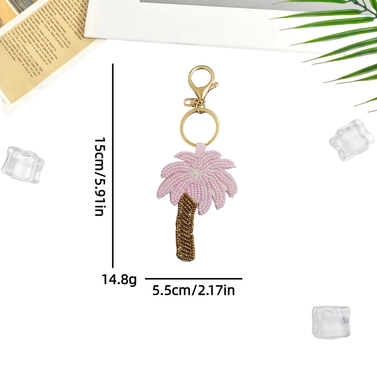 Stylish Handmade Beads Coconut Tree Pendant Keychain 6W10BBC808