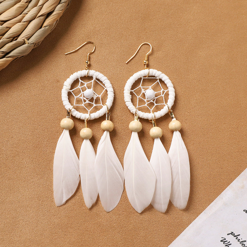 Bohemian Feather Tassel Earrings - DippedShop Wholesale - #5475