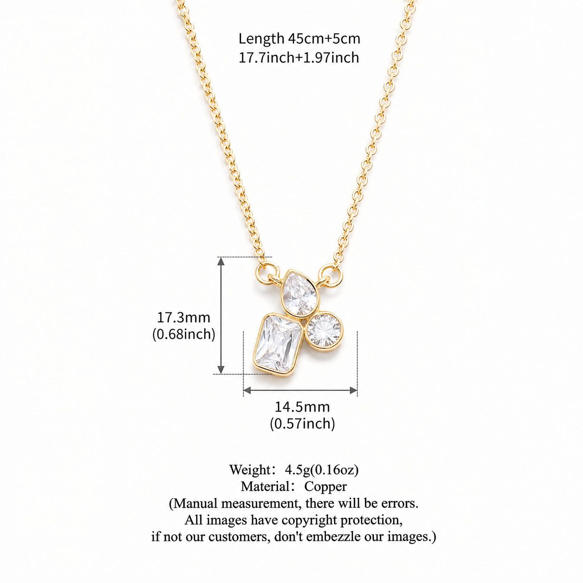 Elegant Gold Plated Heart Rhinestones Pendant Necklace 6W6JNC643