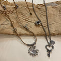 Vintage Heart Key Pendant Tassel Necklace 6W6JNC655
