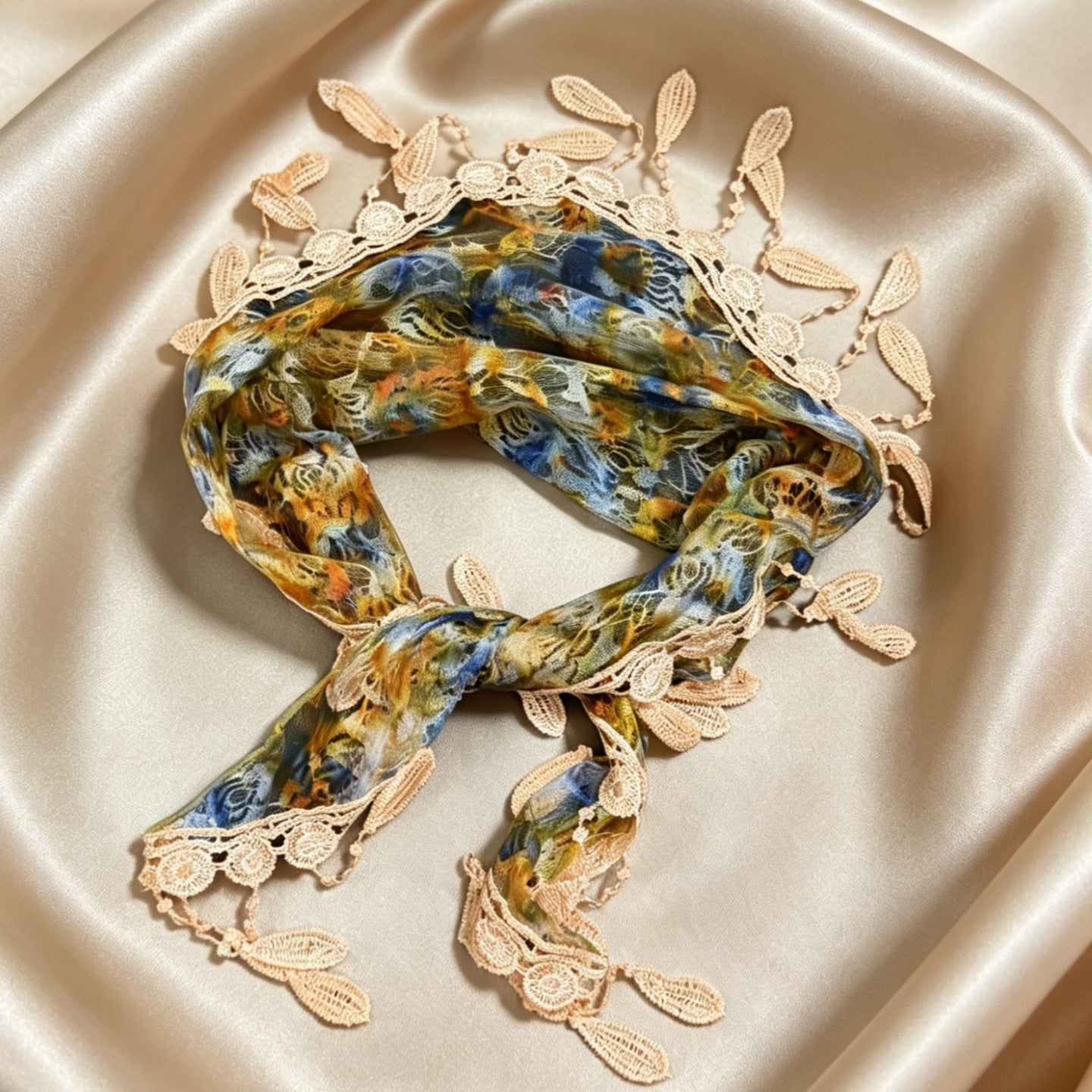 Stylish Floral Print Tassel Silk Scarf 6W6NSI207