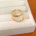2 Pcs Simple Colorful Cubic Zirconia Open Ring Set 6W6JRG377