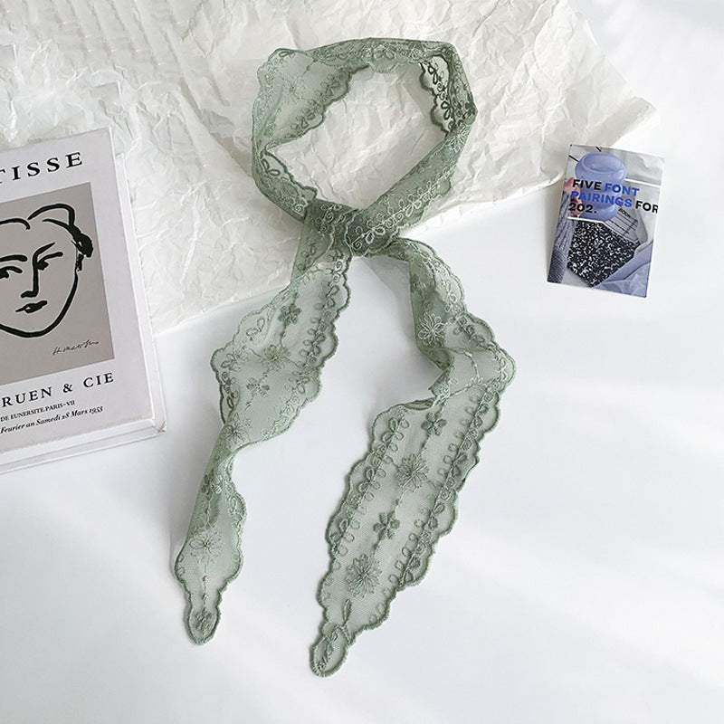Elegant Floral Embroidered Lace Skinny Scarf MK2BW6W6NSI02