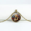 Retro USA Flag Pattern Round Pendant Chain Necklace 8ZA6JNC278T