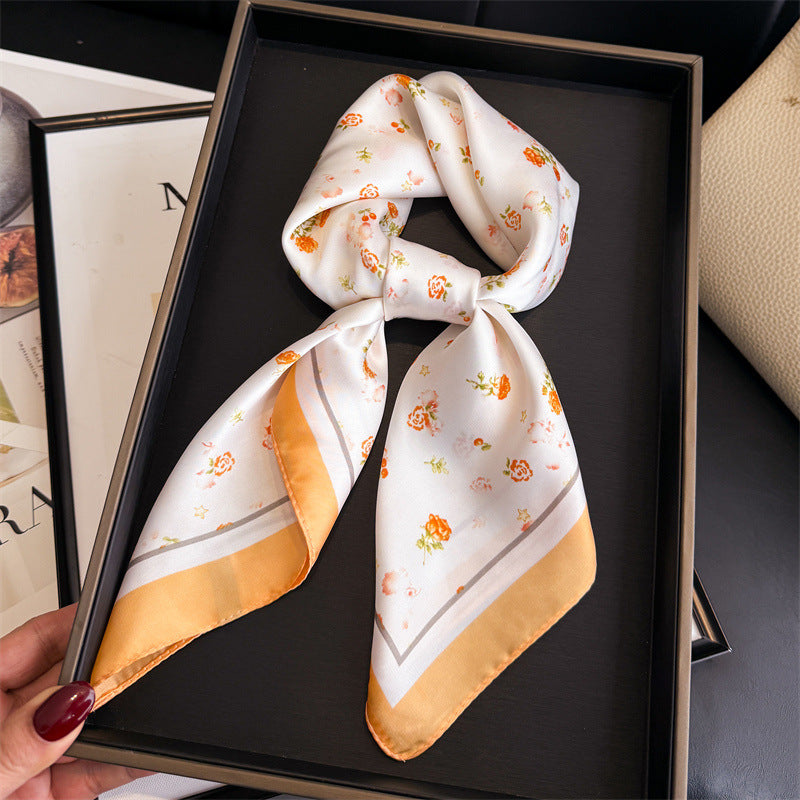 Fresh Floral Print Neckchief Versatile Square Scarf MK2BW6W6NSI22