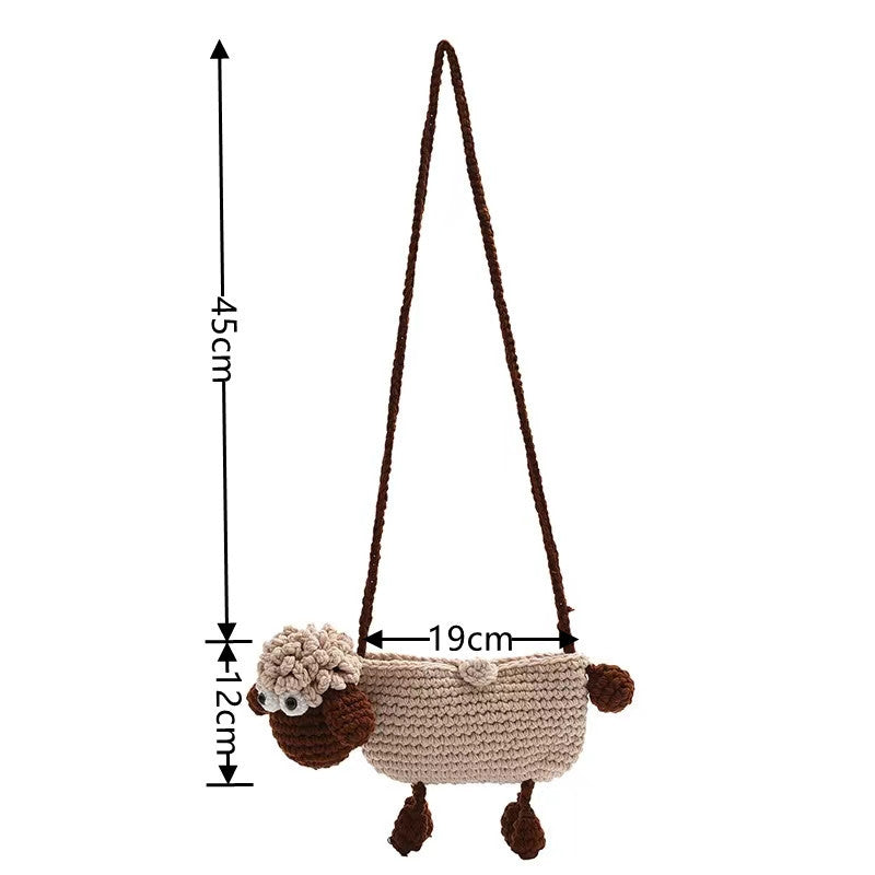Cute Cartoon Lamb Hand-Crochet Crossbody Bag MK2CCR6W10BBG424