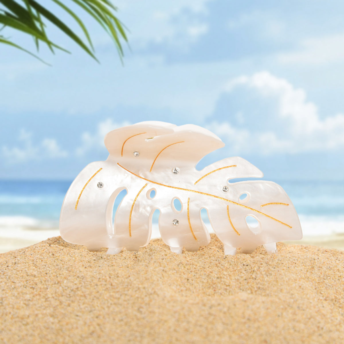 Funny Rhinestone Leaf Acetate Strong Hold Hair Claw 6W6HCP1639