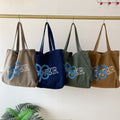 Vintage Floral Embroidery Washed Denim Handbag 6W10BBG1314