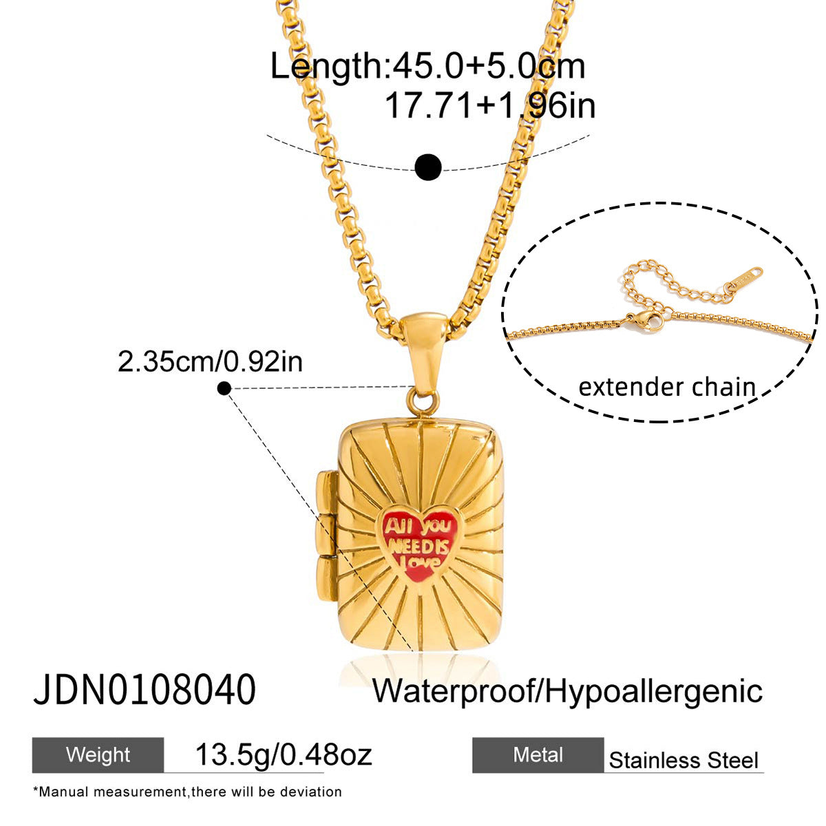 Trendy Oval Pendant Photo Locket Necklace 6W6JNC405L