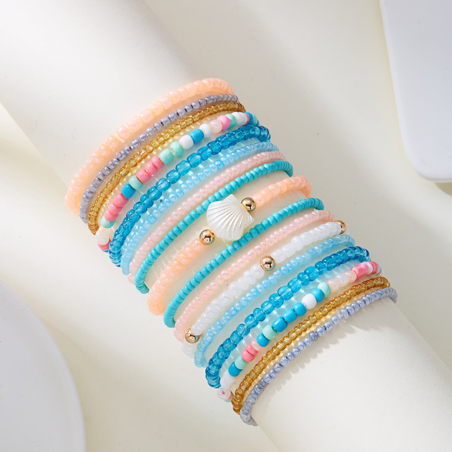 Cute Multi-Color Beaded Chain Stackable Bracelets 6W6JBR505