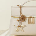 Stylish Rhinestones Beads Starfish Pendant Keychain 6W10BBC781