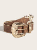 Chunky Metal Buckle Bead Waist Leather Belt MK2LEEP6W6JBT50