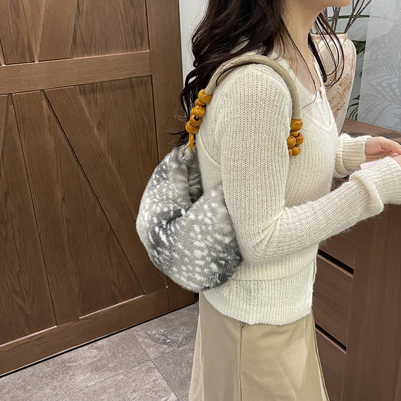 Trendy Soft Plush Deer Print Shoulder Bag 6W10BBG2373