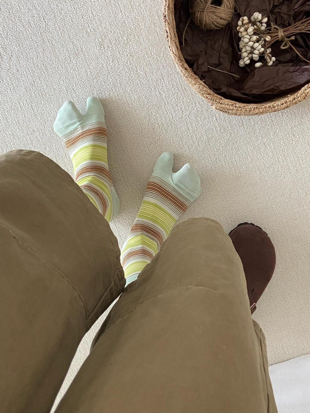 Striped Split-Toe Socks - DippedShop Wholesale - #4019