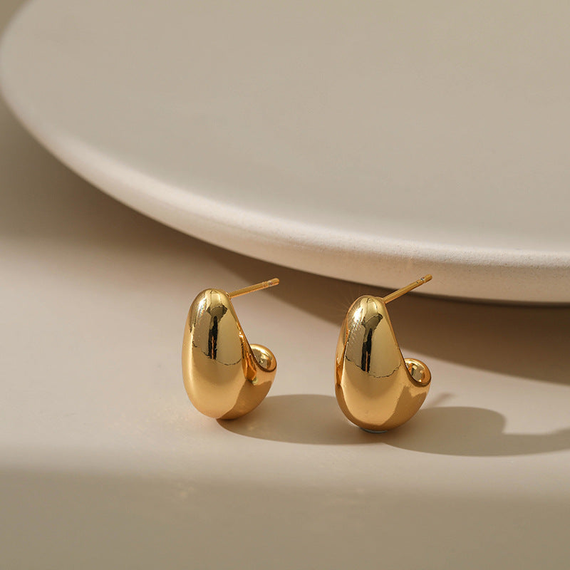 Simple Glossy C-Shape Stud Earrings DPJE1229