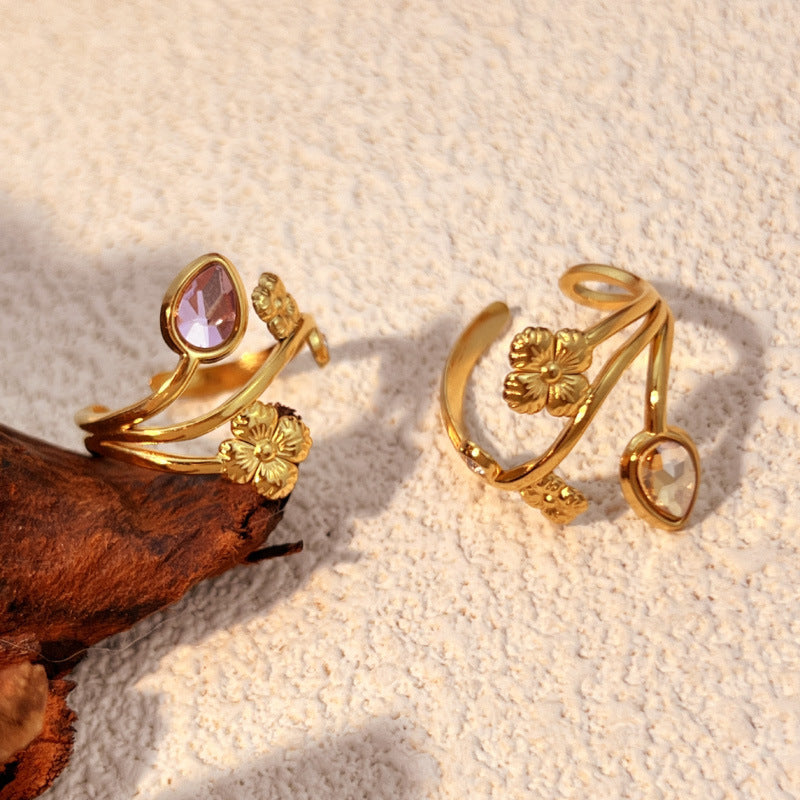 Retro Exaggerated Geometry Heart Ring 8ZA6JRG114T
