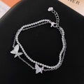 Vintage Butterfly Charm Cubic Zirconia Chain Bracelet 6W6JBR495