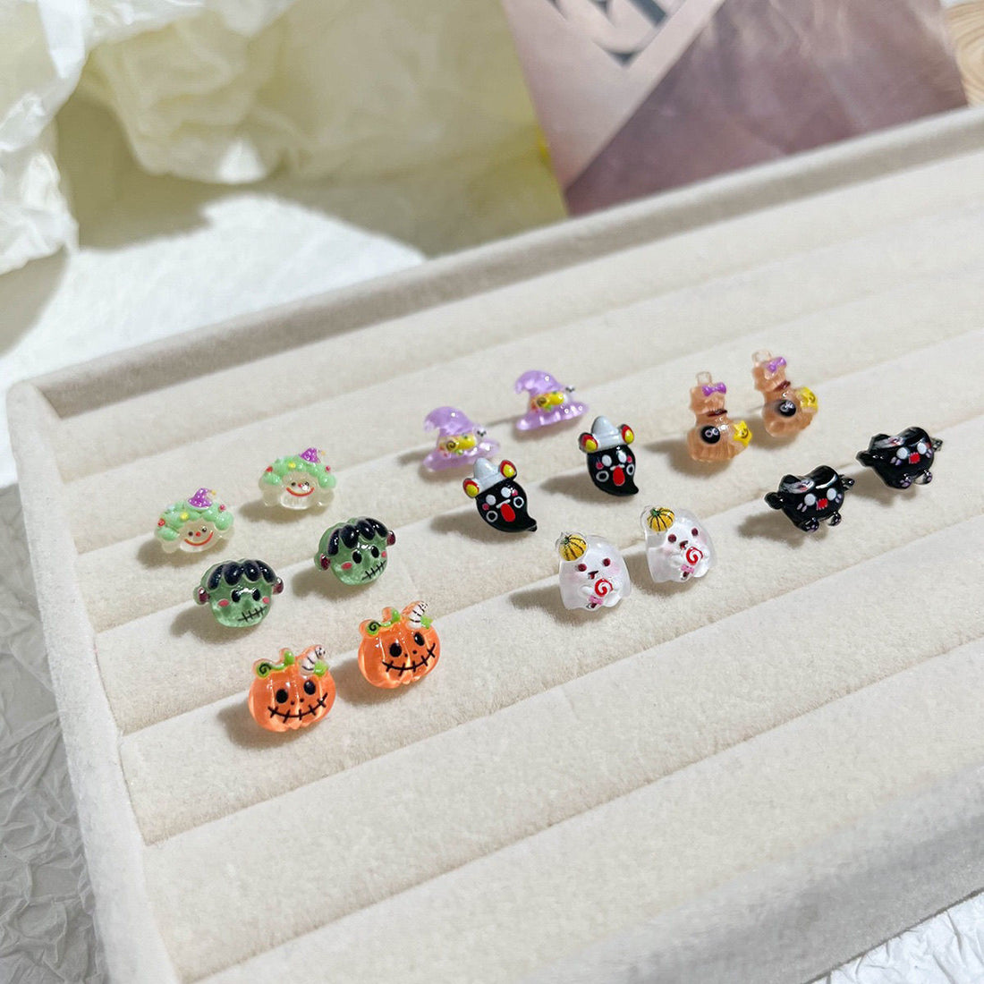 Cute Mini Pumpkin Ghost Halloween Stud Earrings DP25G510
