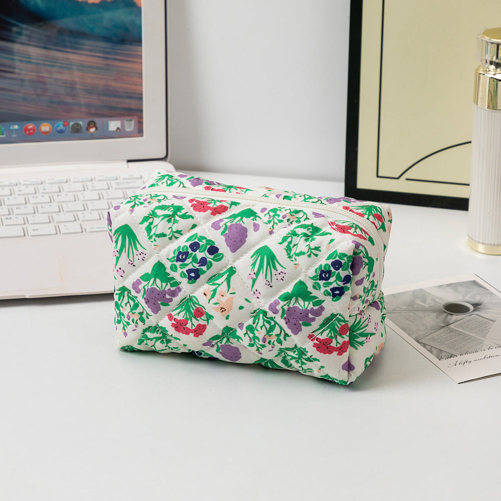 Colorful Floral Quilted Cosmetic Storage Bag 6C5CO73